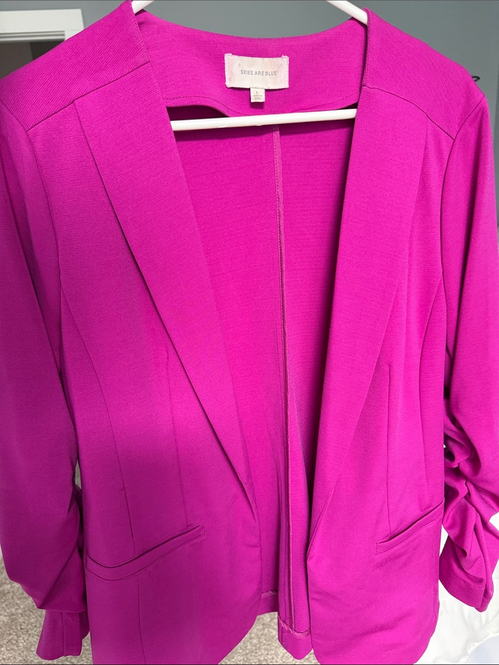 Skies Are Blue Women's Bright Fuchsia Open Blazer